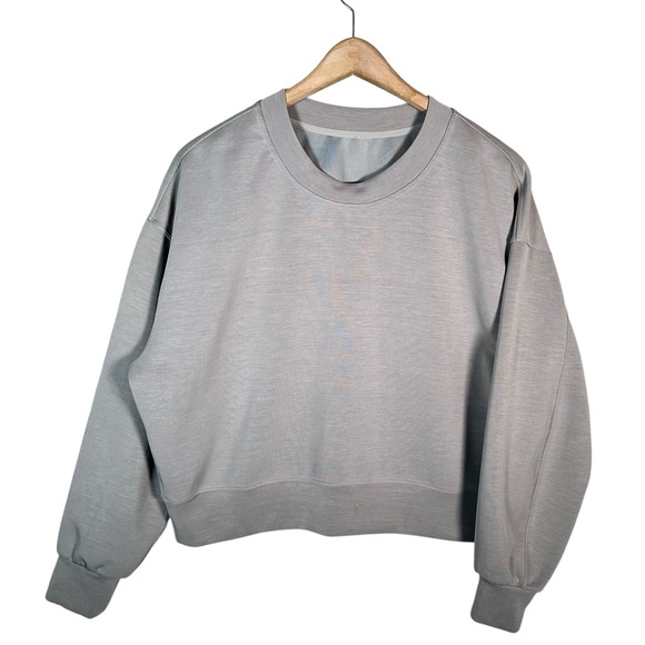 LULULEMON Perfectly Oversized Cropped Crew Softstreme Sweater in Grey Sage - Picture 5 of 13